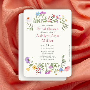 Modern Rustic Wildflower Border Bridal Shower Invitation