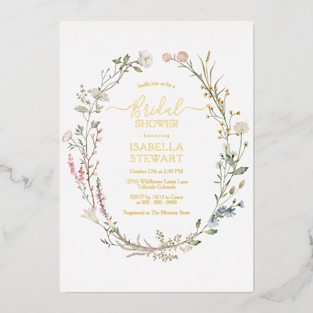 Modern Rustic Wildflower Spring Bridal Shower (Front)