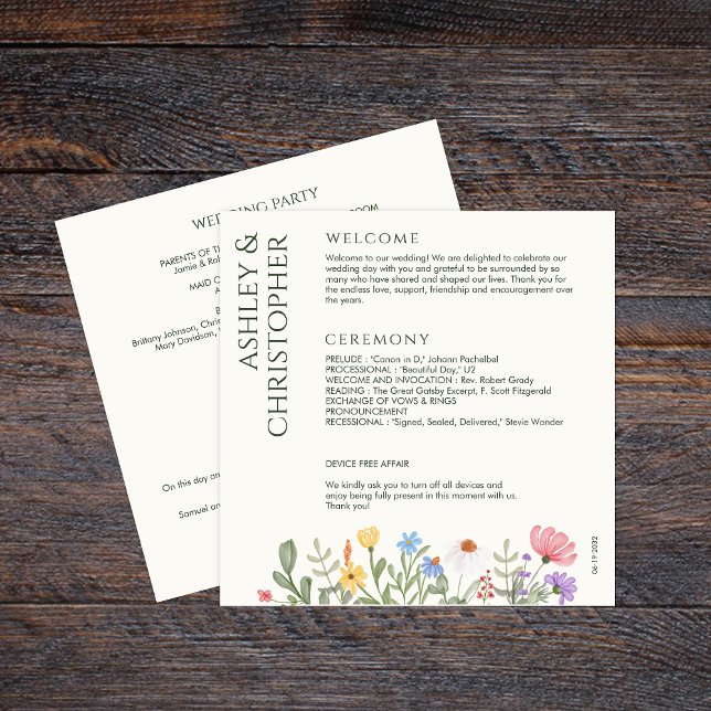 Modern Rustic Wildflower Wedding Program (Creator Uploaded)