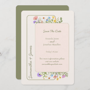Modern Rustic Wildflower Wedding Save The Date Invitation