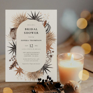 Modern Rustic Winter Christmas Bridal Shower  Invitation