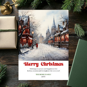 Modern rustic winter scene playful festive cards