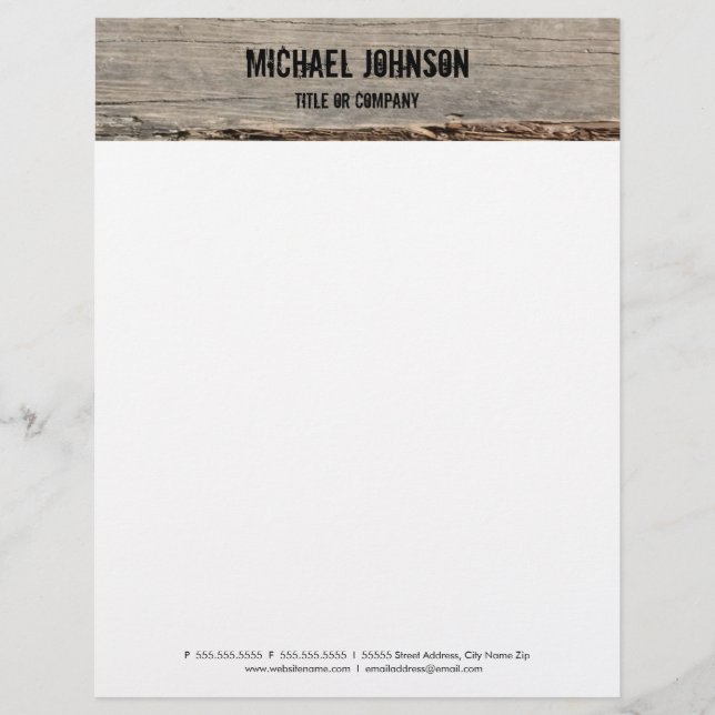 Modern Rustic Wood Personalised Letterhead (Front)