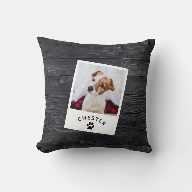 Modern Rustic Wood Pet Photo Dog Mum Cat Cushion (Front)