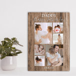 Modern | Rustic Wood | Photo Collage Plaque<br><div class="desc">Treat your dads, grandads, stepdads, bonus dads and any other Dad to this personalised rustic wood effect photo collage plaque, featuring 6 photo's and text which reads "DADDY, HAPPY FATHERS DAY" and personalised with their names. The plaque is easily personalised and the font styles, size and colours can be changed...</div>
