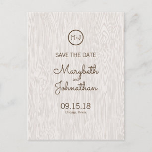 Modern Rustic Woodgrain Save The Date Postcard