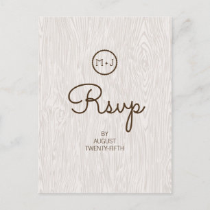 Modern Rustic Woodgrain Wedding RSVP Postcard