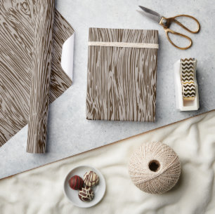Modern Rustic Woodgrain Wrapping Paper Brown