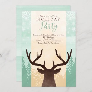 Modern Rustic Woodland Deer Christmas Invitation