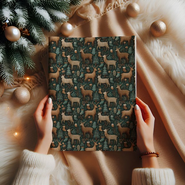 Modern Rustic Woodland Deer & Pine Tree Christmas  Tissue Paper (Creator Uploaded)