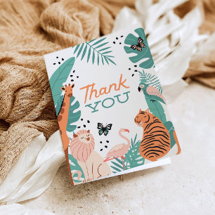 Modern Safari Animals Wild One Thank You Cards
