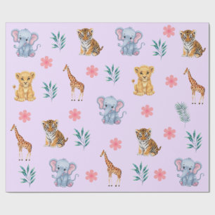 Modern Safari Jungle Animals elephant Tiger Lion   Wrapping Paper