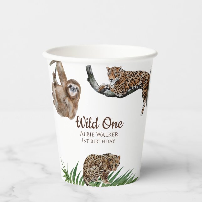 Modern Safari wild one 1st birthday Paper Cups (Front)
