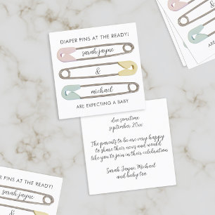 Modern Safety Pins Pregnancy Announcement Cards