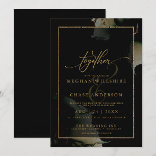 Modern Sage Black Custom  Watercolor Invitation