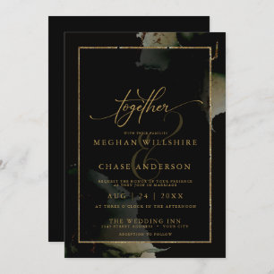 Modern Sage Black Custom Watercolor Invitation
