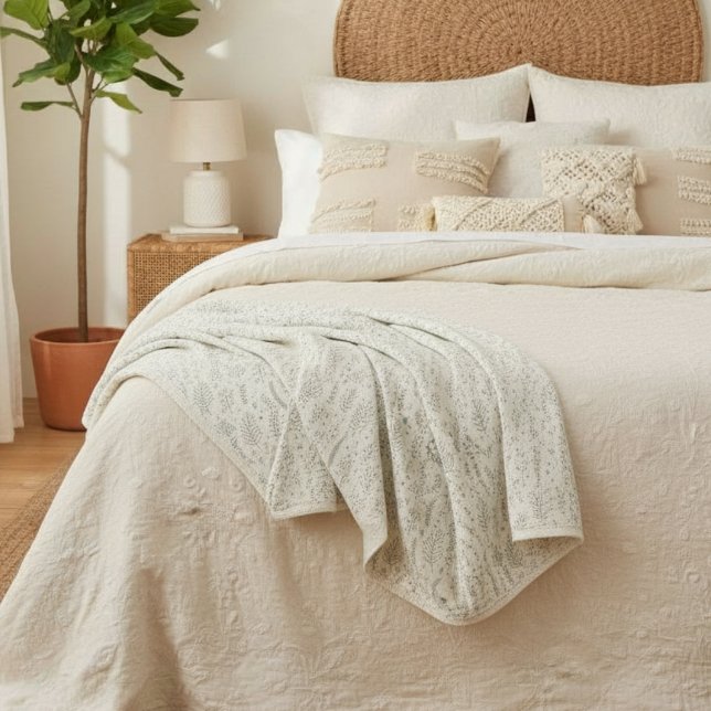 Modern Sage Botanical Pattern Sherpa Blanket (Creator Uploaded)