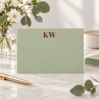 Modern Sage Burgundy Monogram Initial Personalised