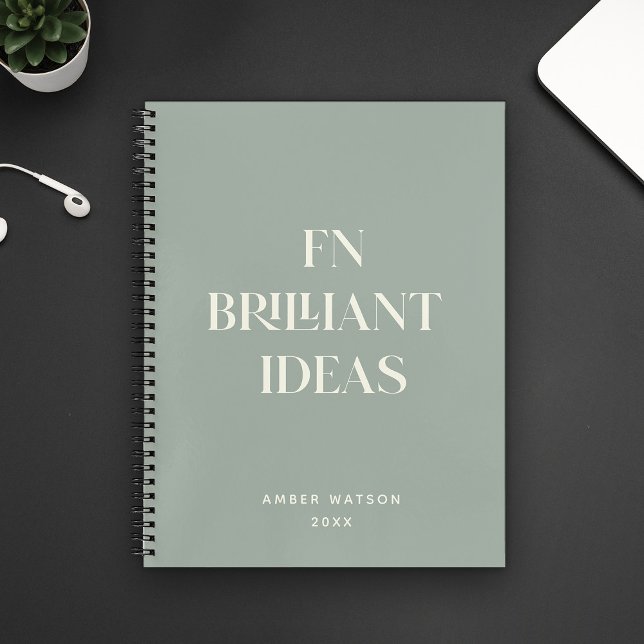Modern Sage Custom Name Brilliant Ideas Planner Notebook (Creator Uploaded)