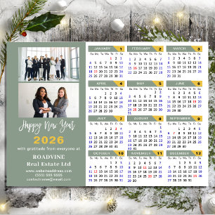 Modern Sage Green 2024 Calendar Business Minimal Holiday Card