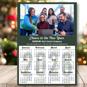 Modern Sage Green 2024 Calendar Business Photo Holiday Card