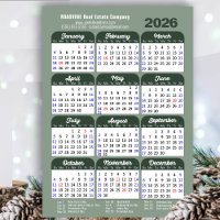 Modern Sage Green 2024 Calendar Business Simple