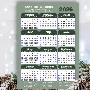 Modern Sage Green 2024 Calendar Business Simple Holiday Card