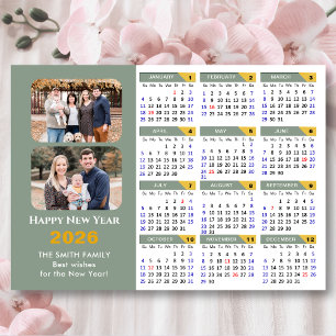 Modern Sage Green 2025 Calendar 2 Photo Magnetic