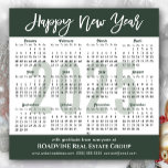 Modern Sage Green 2025 Calendar Business Magnetic<br><div class="desc">2025 Calendar Simple Elegant hand-written Script 'Happy New Year' Festive on Black Business Magnetic Card. All the texts are pre-arranged for you to personalise easily and quickly with your own details.</div>