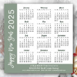 Modern Sage Green 2025 Calendar Business Magnetic<br><div class="desc">Minimalist Sage Green 2025 Calendar hand-written script 'Happy New Year' Business Magnetic Card. All the texts are pre-arranged for you to personalise easily and quickly with your own details.</div>