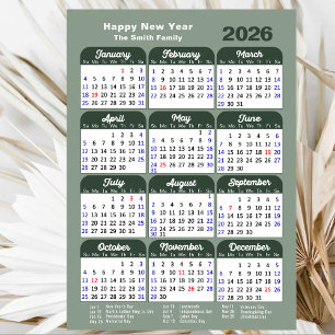 Modern Sage Green 2025 Calendar Minimalist Script Holiday Card