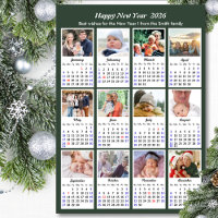 Modern Sage Green 2026 Calendar 12 Photo Collage