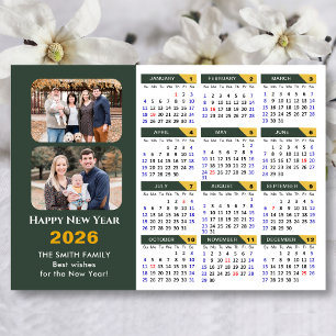Modern Sage Green 2026 Calendar 2 Photo Magnetic