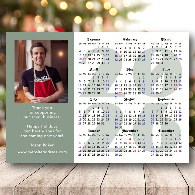 Modern Sage Green 2026 Calendar Photo Magnetic (Creator Uploaded)