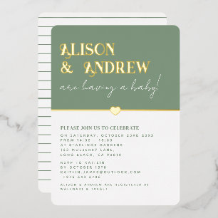 Modern Sage Green and Gold Couple's Baby Shower