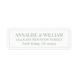 Modern Sage Green and White Wedding Return Address Label