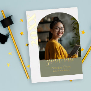 Modern Sage Green Arch Photo Graduation Party