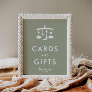 Modern Sage Green Baby Shower Cards and Gifts  Poster