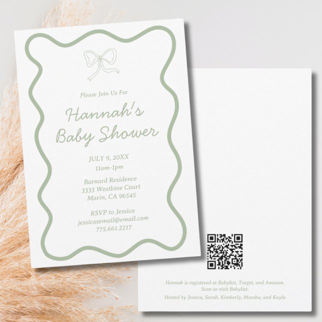 Modern Sage Green Baby Shower Invitation (Modern Sage Green Baby Shower Invitation)