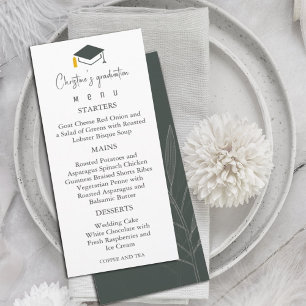 Modern Sage Green Background Graduation Menu