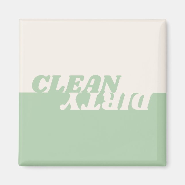 Modern sage green beige clean dirty dishwasher  magnet (Front)