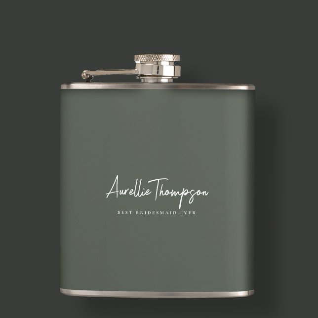 Modern  Sage Green Best Bridesmaid Ever Bridal Hip Flask (Modern Sage Green Best Bridesmaid Ever Bridal Flask
)