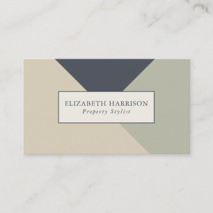 Modern Sage Green Blue Linen Geometric Design Business Card
