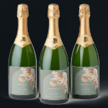 Modern Sage Green Bohemian Pampas Grass Botanical Sparkling Wine Label<br><div class="desc">Modern Sage Green bohemian pampas grass botanical wedding day party favour wine bottle. Beautiful handprinted floral watercolors and modern script text. Modern on trend design.</div>