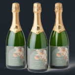 Modern Sage Green Bohemian Pampas Grass Botanical Sparkling Wine Label<br><div class="desc">Modern Sage Green bohemian pampas grass botanical wedding day party favour wine bottle. Beautiful handprinted floral watercolors and modern script text. Modern on trend design.</div>