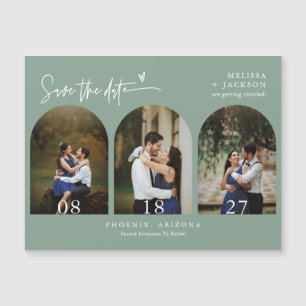 Modern Sage Green Boho Save the Date Arch Photo