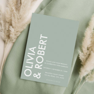 Modern Sage Green Bold Minimalist Wedding Invitation
