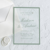 Modern Sage Green Border Wedding Save the Date