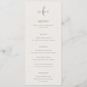 Modern Sage Green Botanical Elegant Wedding Menu