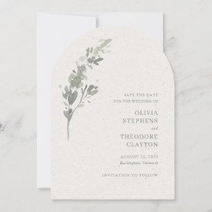 Modern Sage Green Botanical Elegant Wedding Save The Date